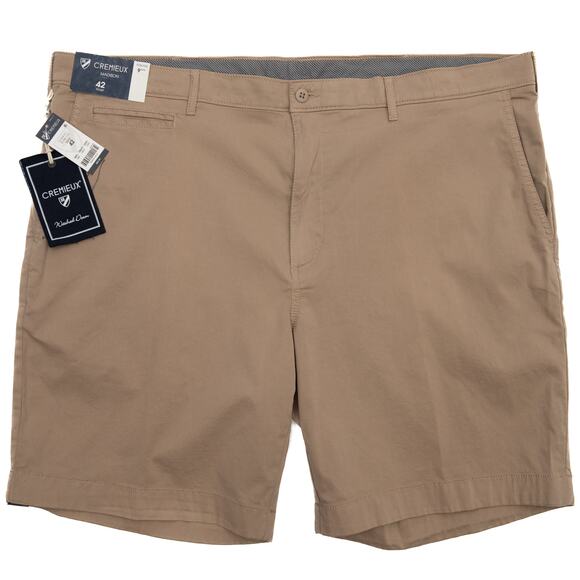 Daniel Cremieux Khaki Madison Flat Front Comfort Stretch 9" Shorts Size 42 - Picture 1 of 7